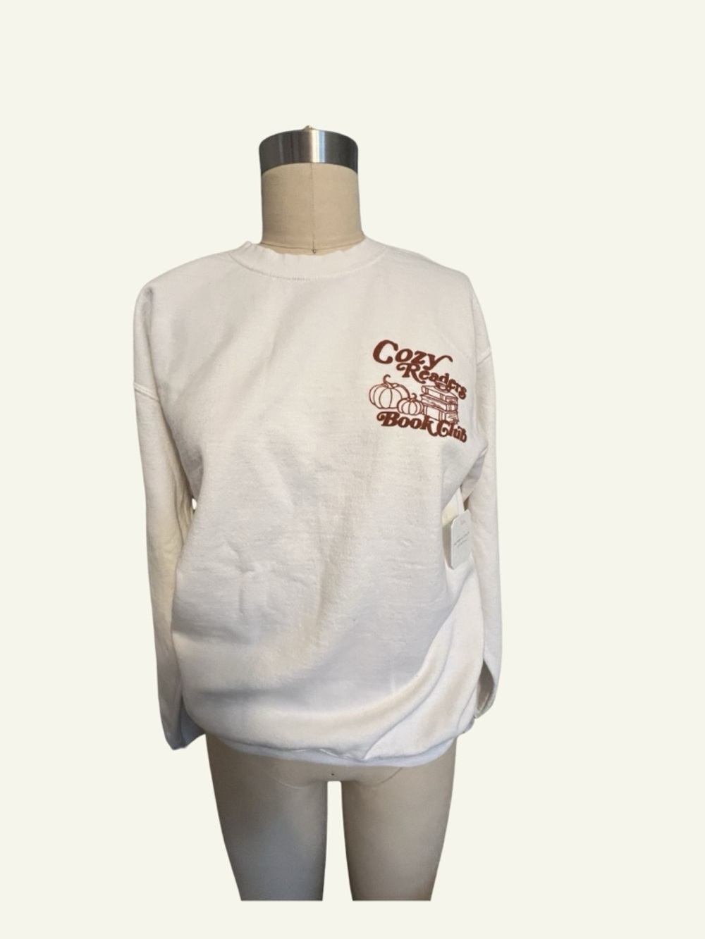 Altar'd State Cream Sweatshirt with Brown "Cozy Readers Book Club" Graphic - Picture 2 of 4